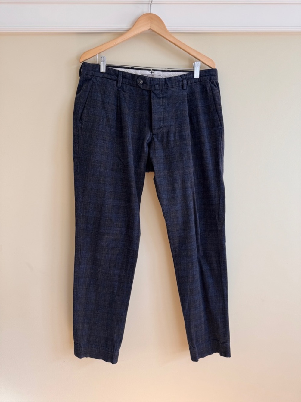 Briglia 1949 Navy Plaid Pleated Trousers
